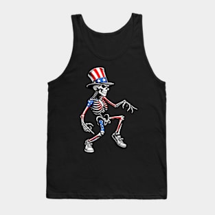 Funny Skeleton Dancing Celebrate the America Independent Day Tank Top
